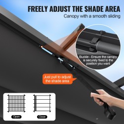 Pergola alumiinirunko vedettävä katos UV50+ aurinkosuoja 2.97 x 2.97 m terassille