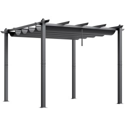 Pergola alumiinirunko vedettävä katos UV50+ aurinkosuoja 2.97 x 2.97 m terassille