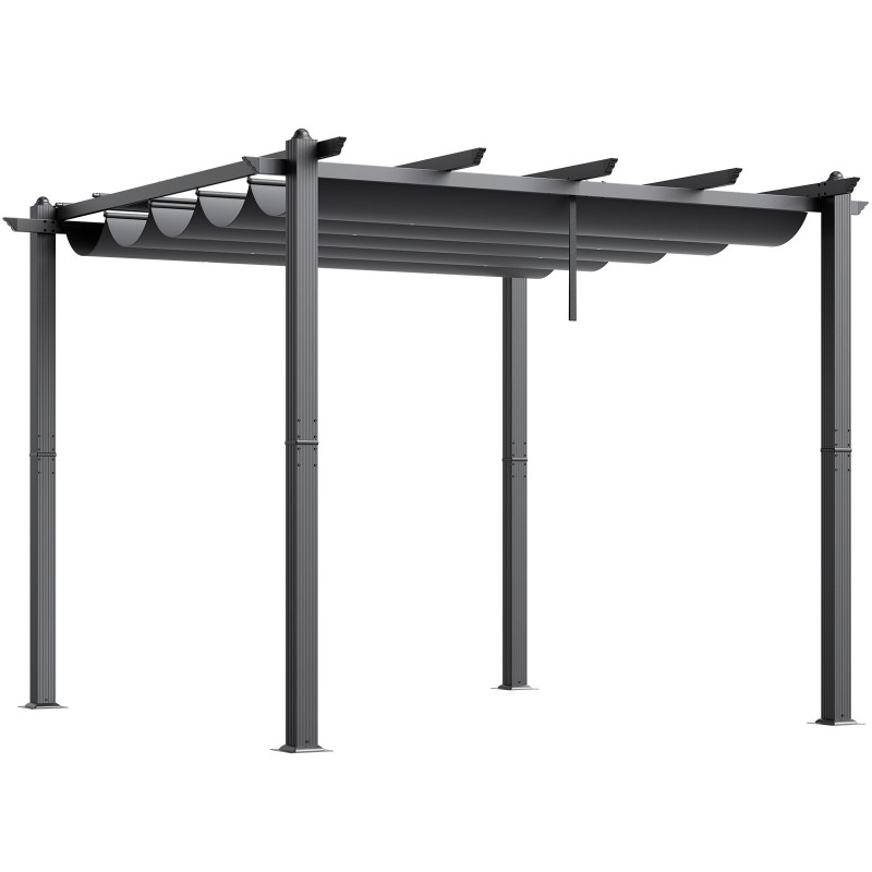 Pergola alumiinirunko vedettävä katos UV50+ aurinkosuoja 2.97 x 2.97 m terassille