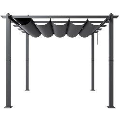 Pergola alumiinirunko vedettävä katos UV50+ aurinkosuoja 2.97 x 2.97 m terassille