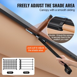 Pergola vedettävällä katoksella alumiinirunkoinen UV-suojattu 2,96 x 3,95 m