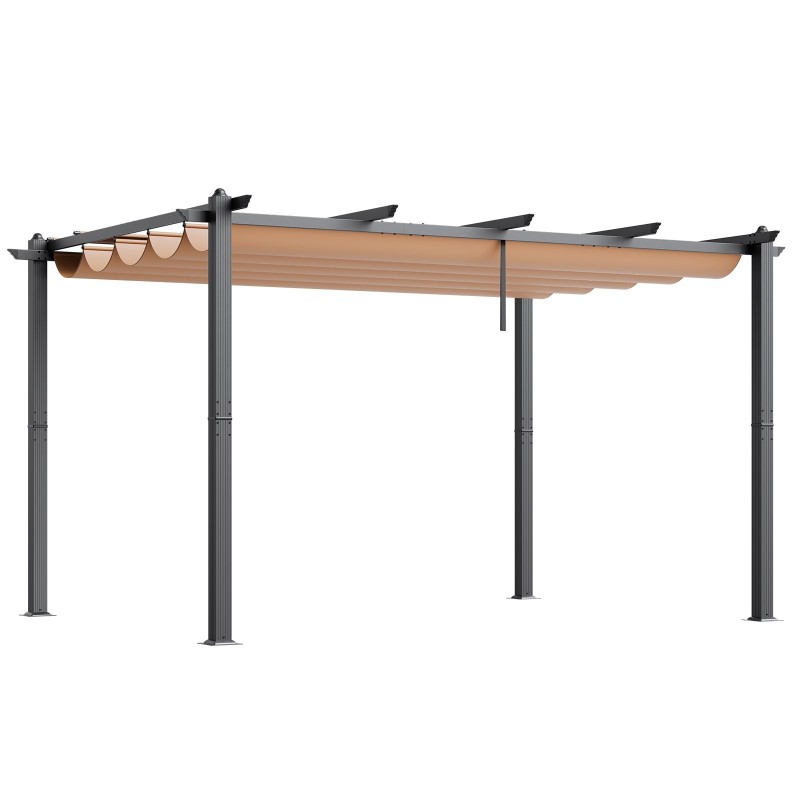 Pergola vedettävällä katoksella alumiinirunkoinen UV-suojattu 2,96 x 3,95 m
