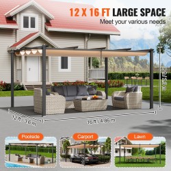 Pergola alumiinirungolla 3,6 x 4,86 m säädettävällä UV50+ katoksella