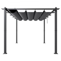 Alumiini- ja rautarunkoinen pergola 2,96 x 3,95 m liukuva katos UV50+-suojalla