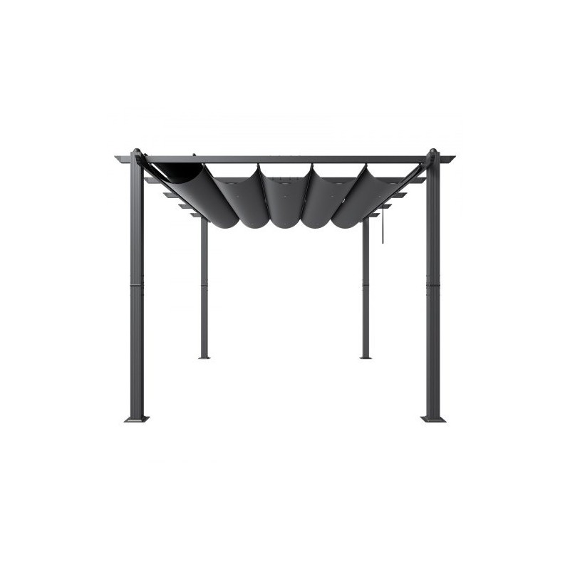 Alumiini- ja rautarunkoinen pergola 2,96 x 3,95 m liukuva katos UV50+-suojalla