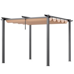 Alumiininen pergola 3 x 3 m vedettävällä beige katoksella UV50