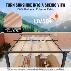 Alumiininen pergola 3 x 3 m vedettävällä beige katoksella UV50+