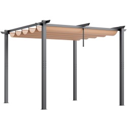 Alumiininen pergola 3 x 3 m vedettävällä beige katoksella UV50+