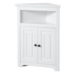 Kulmakaappi MDF ja PB valkoinen 3 säädettävää hyllyä 2 puuovea