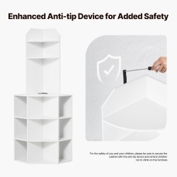 Kulmasäilytyskaappi MDF/PB korkeus 1633 mm 12 lokeroa valkoinen USB-portit ja pistorasiat