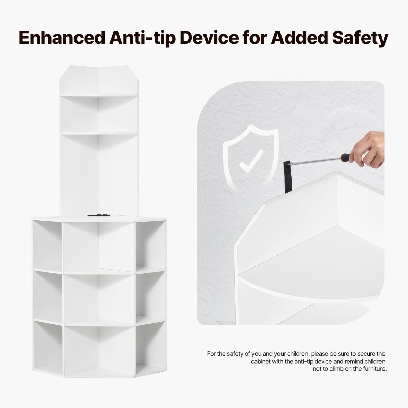 Kulmasäilytyskaappi MDF/PB korkeus 1633 mm 12 lokeroa valkoinen USB-portit ja pistorasiat