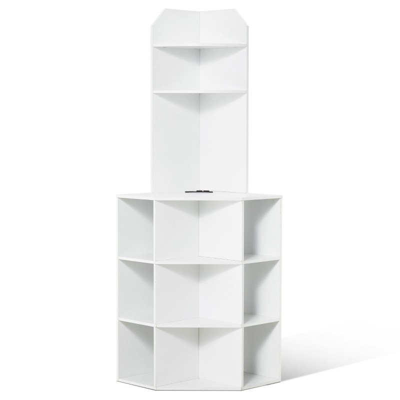 Kulmasäilytyskaappi MDF/PB korkeus 1633 mm 12 lokeroa valkoinen USB-portit ja pistorasiat