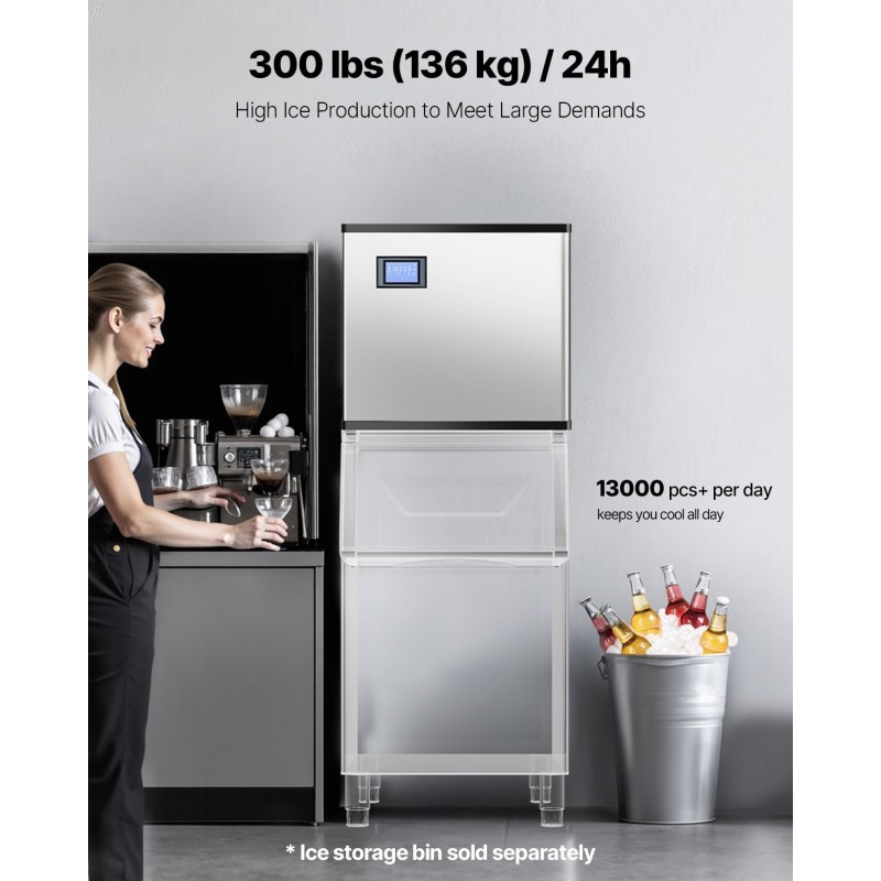 Jääpalakone pääyksikkö 136 kg vuorokaudessa ruostumaton teräs kaupalliseen käyttöön