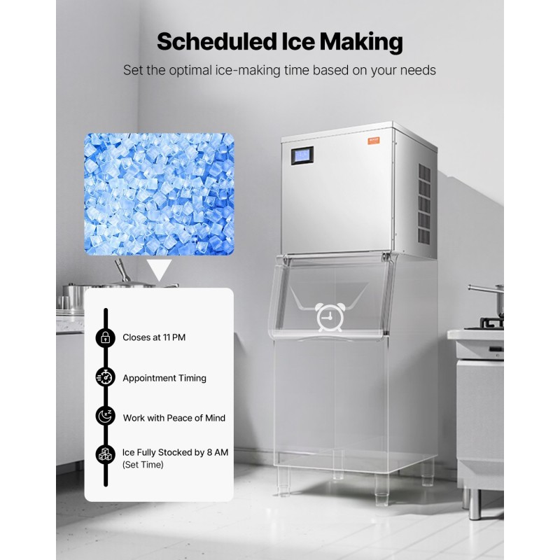 Kaupallinen jääpalakone 400 paunaa päivässä ruostumaton teräs pääkone ilman säiliötä