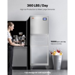 Jääpalakoneen pääyksikkö 163 kg vuorokaudessa ruostumatonta terästä itsepuhdistuva ammattikäyttöön