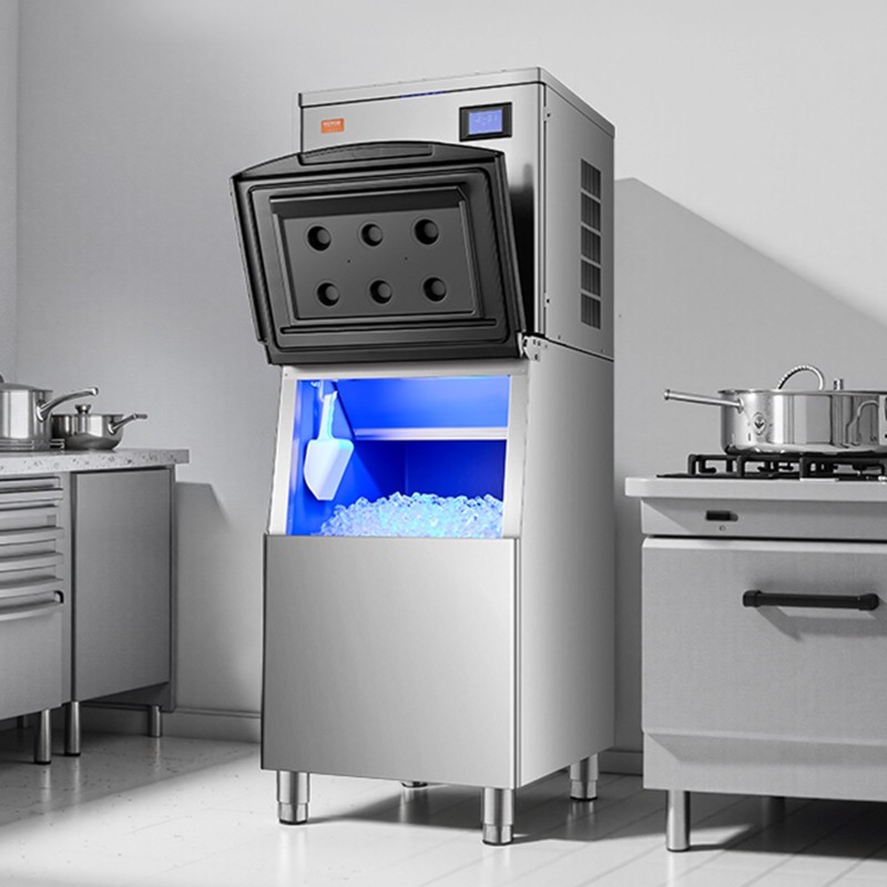 Kaupallinen jääpalakone 550 paunaa vuorokaudessa 250 paunan säiliöllä 3,5 tuuman kosketusnäytöllä