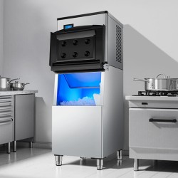 Kaupallinen jääpalakone 226,8 kg/24h 113,4 kg säiliö ruostumaton teräs 3,5 tuuman kosketusnäyttö