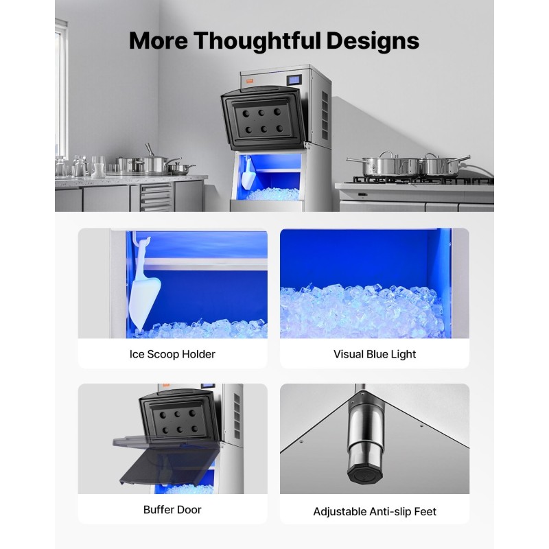 Jääpalakone ruostumaton teräs PE-muovi 360 paunaa vuorokaudessa 250 paunaa säiliö ravintolaan