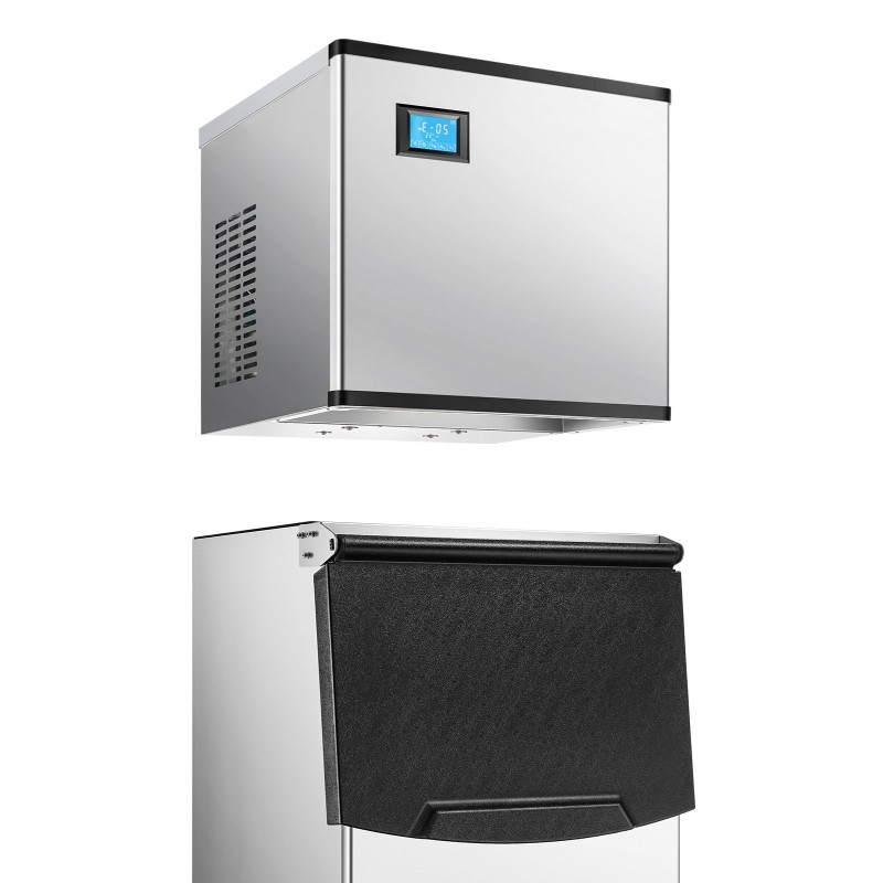 Kaupallinen jääpalakone ruostumaton teräs 136 kg vuorokaudessa tuotanto 113 kg säilytys kosketusnäytöllä