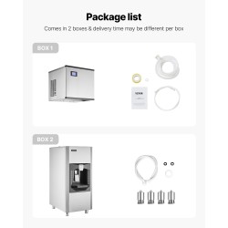 Kaupallinen jääkone ruostumatonta terästä 226 kiloa päivässä 80 kilon säiliö kosketusnäyttö itsepuhdistus