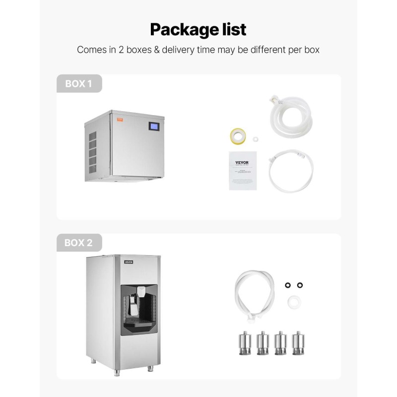 Ammattikäyttöinen jääkone ruostumattomasta teräksestä 200 kg/24h 80 kg säiliö