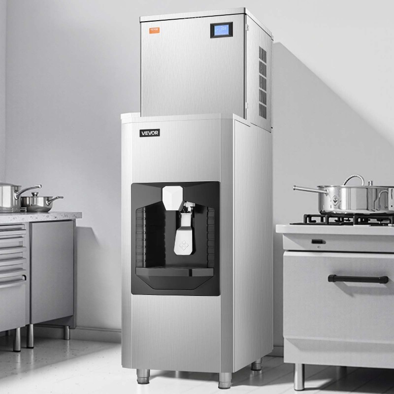 Ammattikäyttöinen jääkone ruostumattomasta teräksestä 200 kg/24h 80 kg säiliö