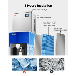 Jääpalakone ammattikäyttöön 181 kg vuorokaudessa 80 kg säiliö ruostumaton teräs
