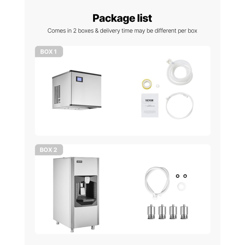 Jääpalakone ruostumatonta terästä 136 kg vuorokaudessa 80 kg säiliö kosketusnäyttö itsepuhdistustoiminto