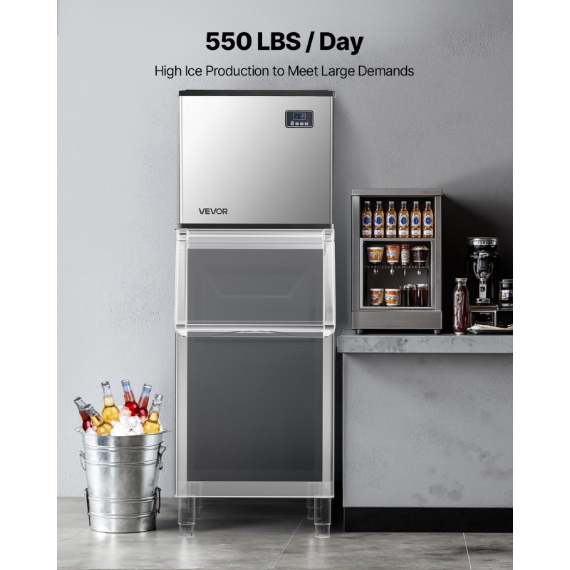 Jääpalakoneen yläosa ruostumatonta terästä 160 muottia 249,5 kilogrammaa vuorokaudessa