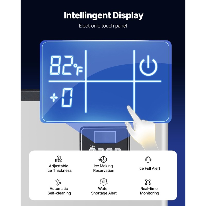 Jääpalakone 181,4 kg vuorokaudessa 136 kg säiliö kosketusnäyttö ammattilaiskäyttöön