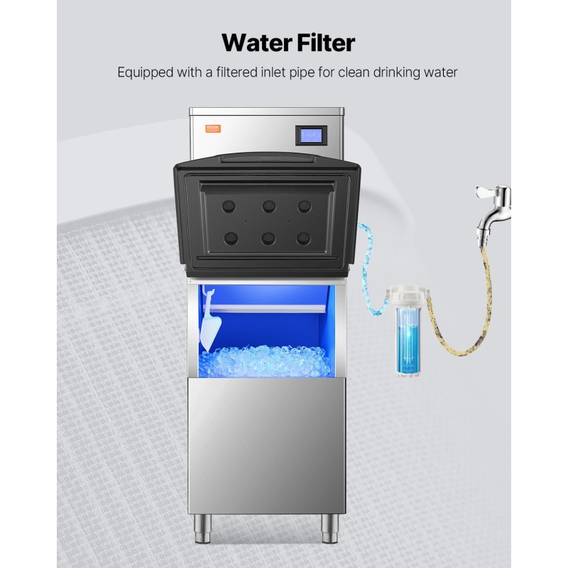 Jään säilytyssäiliö 113,4 kg ruostumatonta terästä ja PE-muovia vedensuodattimella säädettävillä kumijaloilla