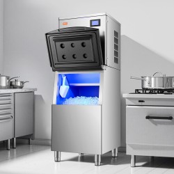 Jään säilytyssäiliö 113,4 kg ruostumatonta terästä ja PE-muovia vedensuodattimella säädettävillä kumijaloilla