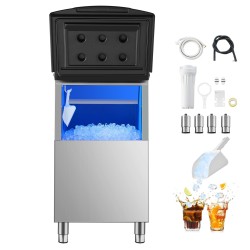 Jään säilytyssäiliö 113,4 kg ruostumatonta terästä ja PE-muovia vedensuodattimella säädettävillä kumijaloilla