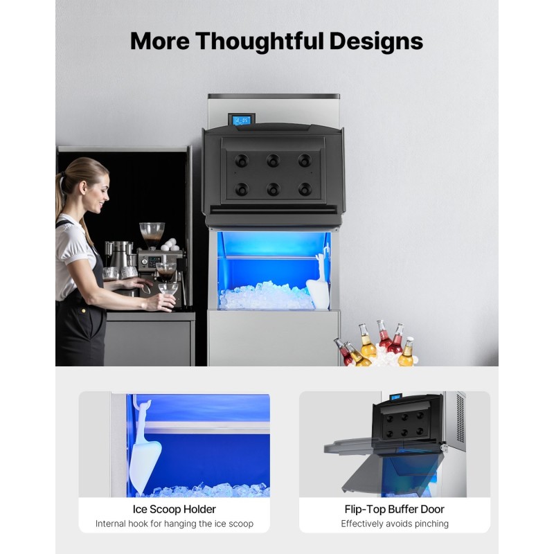 Jääsäiliö 113,4 kg ruostumaton teräs PP sisärakenne yksivaiheinen vedensuodatin säädettävät liukuestekumijalat