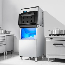 Jääsäiliö 113,4 kg ruostumaton teräs PP sisärakenne yksivaiheinen vedensuodatin säädettävät liukuestekumijalat