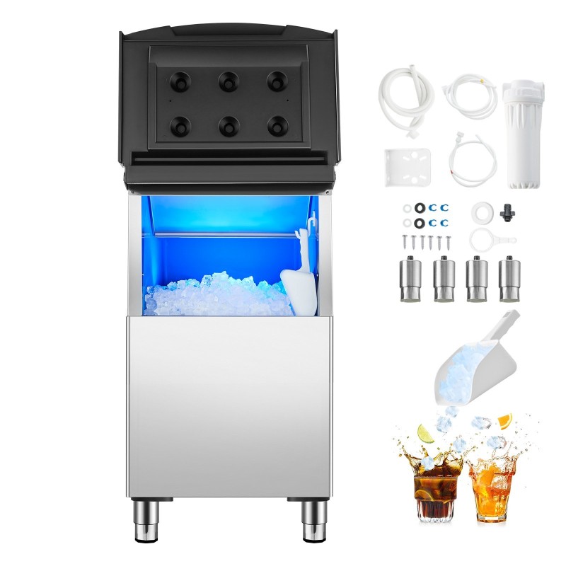 Jääsäiliö 113,4 kg ruostumaton teräs PP sisärakenne yksivaiheinen vedensuodatin säädettävät liukuestekumijalat