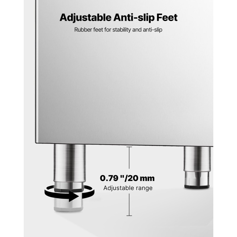 Kaupallinen jäävarastosäiliö 136 kg sinkitty teräs ja muovi säädettävillä liukumattomilla kumijaloilla ammattikäyttöön