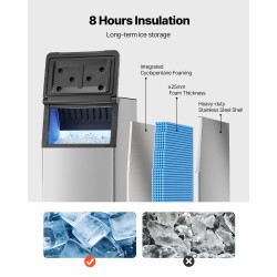 Kaupallinen jäävarastosäiliö 136 kg sinkitty teräs ja muovi säädettävillä liukumattomilla kumijaloilla ammattikäyttöön