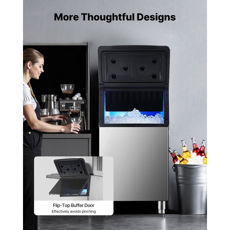 Kaupallinen jäävarastosäiliö 136 kg sinkitty teräs ja muovi säädettävillä liukumattomilla kumijaloilla ammattikäyttöön