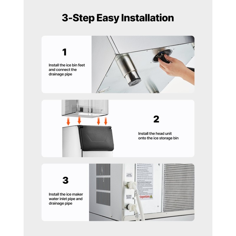 Kaupallinen jäävarastosäiliö 136 kg sinkitty teräs ja muovi säädettävillä liukumattomilla kumijaloilla ammattikäyttöön