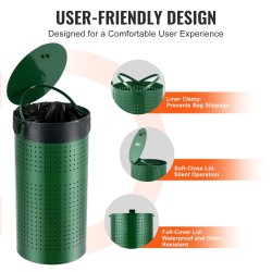 Koirankakkaroskis galvanoitua terästä 43 l ulkokäyttöön kannella 50 jätesäkkiä