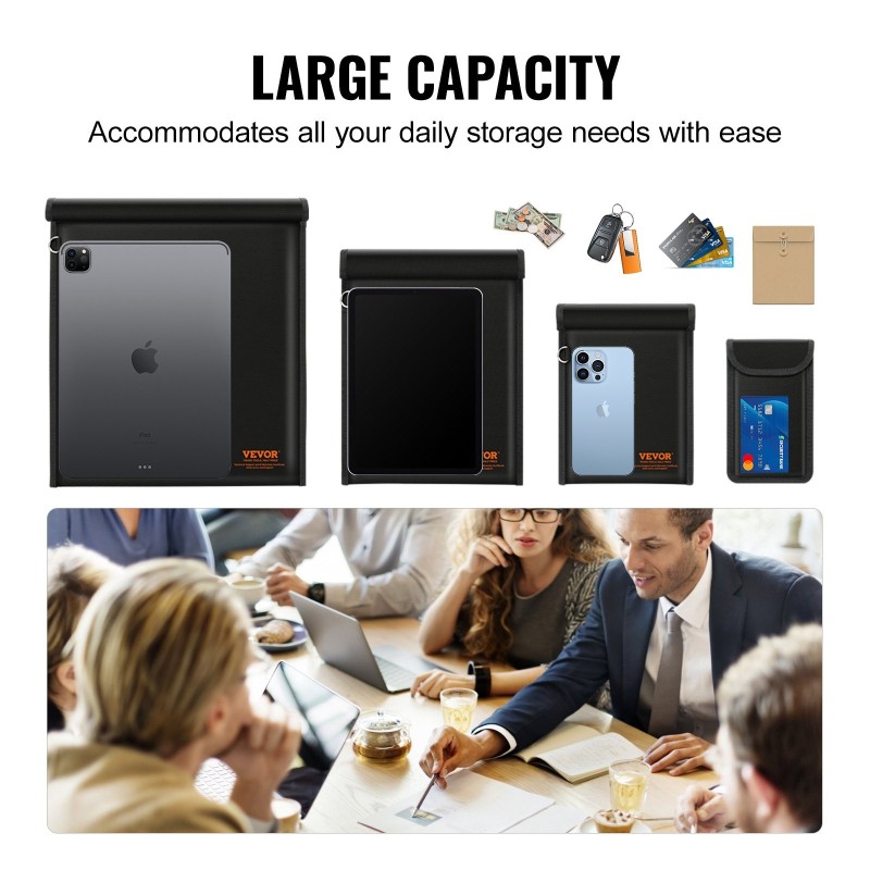 Signaalinsuojauspussisetti 4-osainen lasikuitu nikkeli-kupari palonkestävä musta kannettavalle ja mobiililaitteille