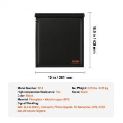 Faradayn suojapussi lasikuitu nikkeli-kupari 430 x 381 mm kannettavalle tietokoneelle