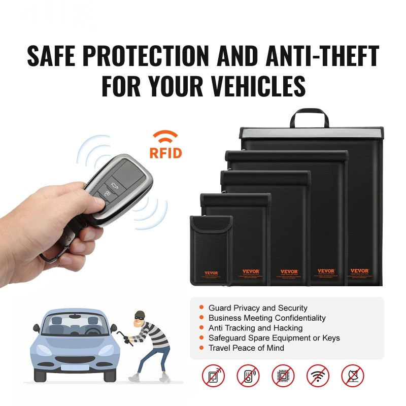 Faraday-pussisarja 4-osainen lasikuitu nikkeli kupari RFID-suoja kannettavalle tabletille puhelimelle