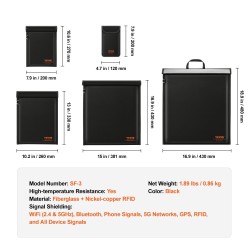 Faraday-pussisarja 4-osainen lasikuitu nikkeli kupari RFID-suoja kannettavalle tabletille puhelimelle