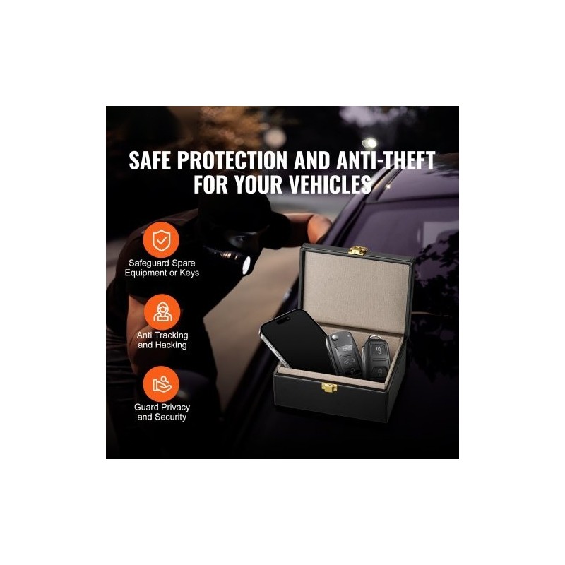 Signaalinsuojauslaatikko PU-nahkainen musta 150×115×74 mm estää WiFi Bluetooth GPS RFID 5G