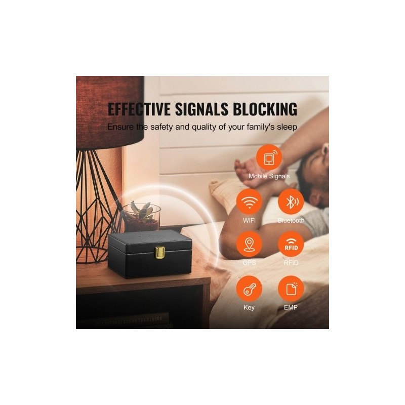 Signaalinsuojauslaatikko PU-nahkainen musta 150×115×74 mm estää WiFi Bluetooth GPS RFID 5G