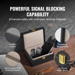 Signaalinsuojauslaatikko PU-nahkainen musta 150×115×74 mm estää WiFi Bluetooth GPS RFID 5G