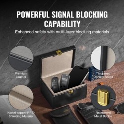 Signaalinsuojauslaatikko PU-nahka musta 160x130x93 mm 5–8 autonavainta avaimille ja puhelimille