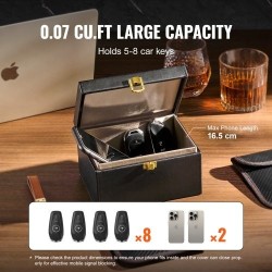 Signaalinsuojauslaatikko PU-nahka musta 160x130x93 mm 5–8 autonavainta avaimille ja puhelimille